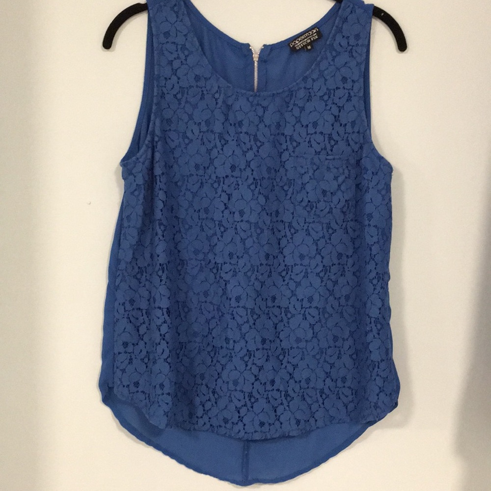 papermoon by stitch fix blue lace sleeveless top